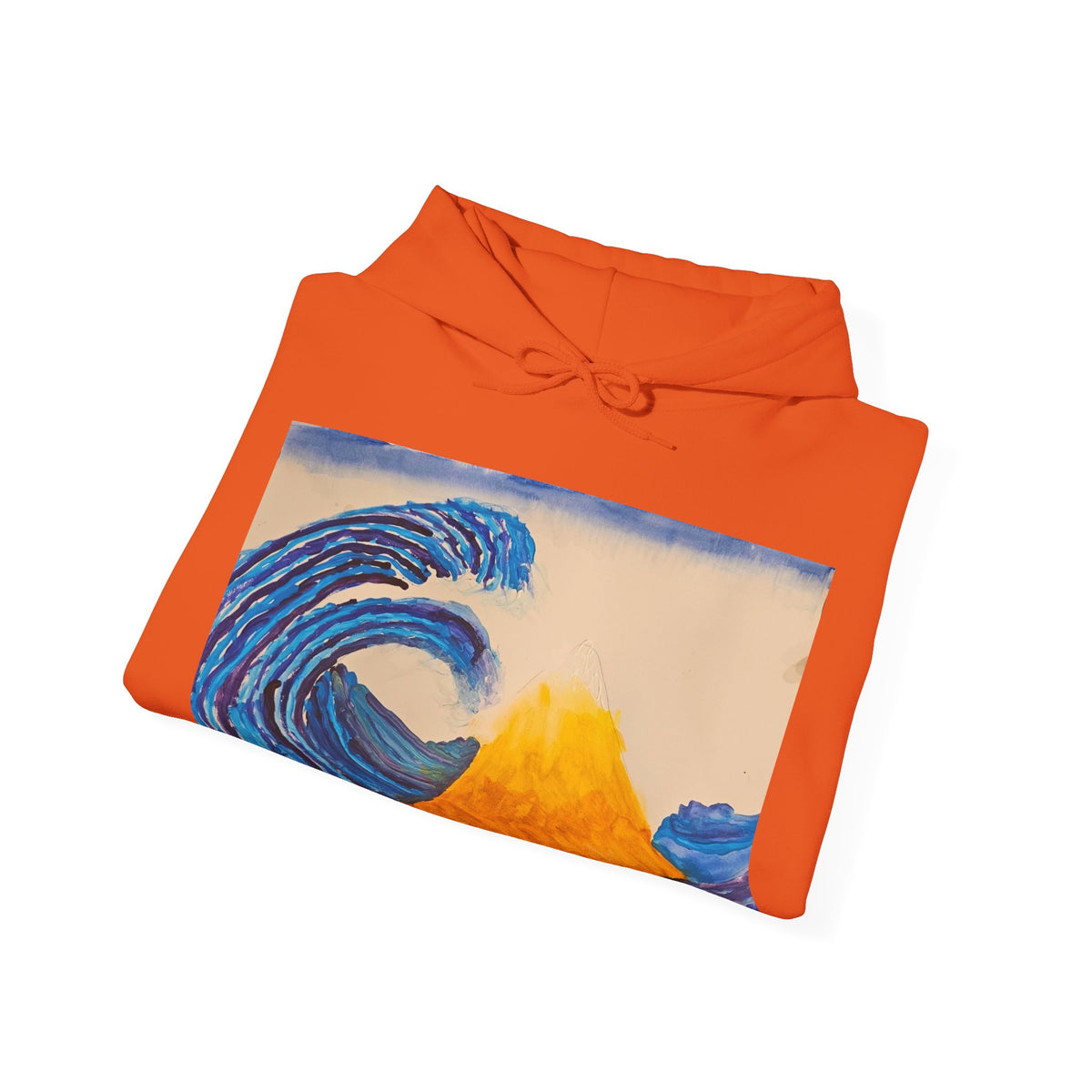 Wave and Volcano Art Hoodie — Ocean Wave Painting Sweatshirt