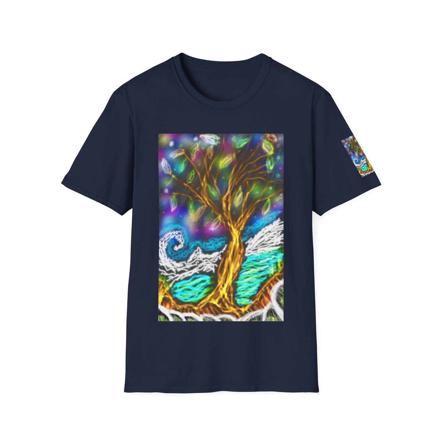 Mystic Tree Graphic T-Shirt — Colorful Ethereal Nature Design
