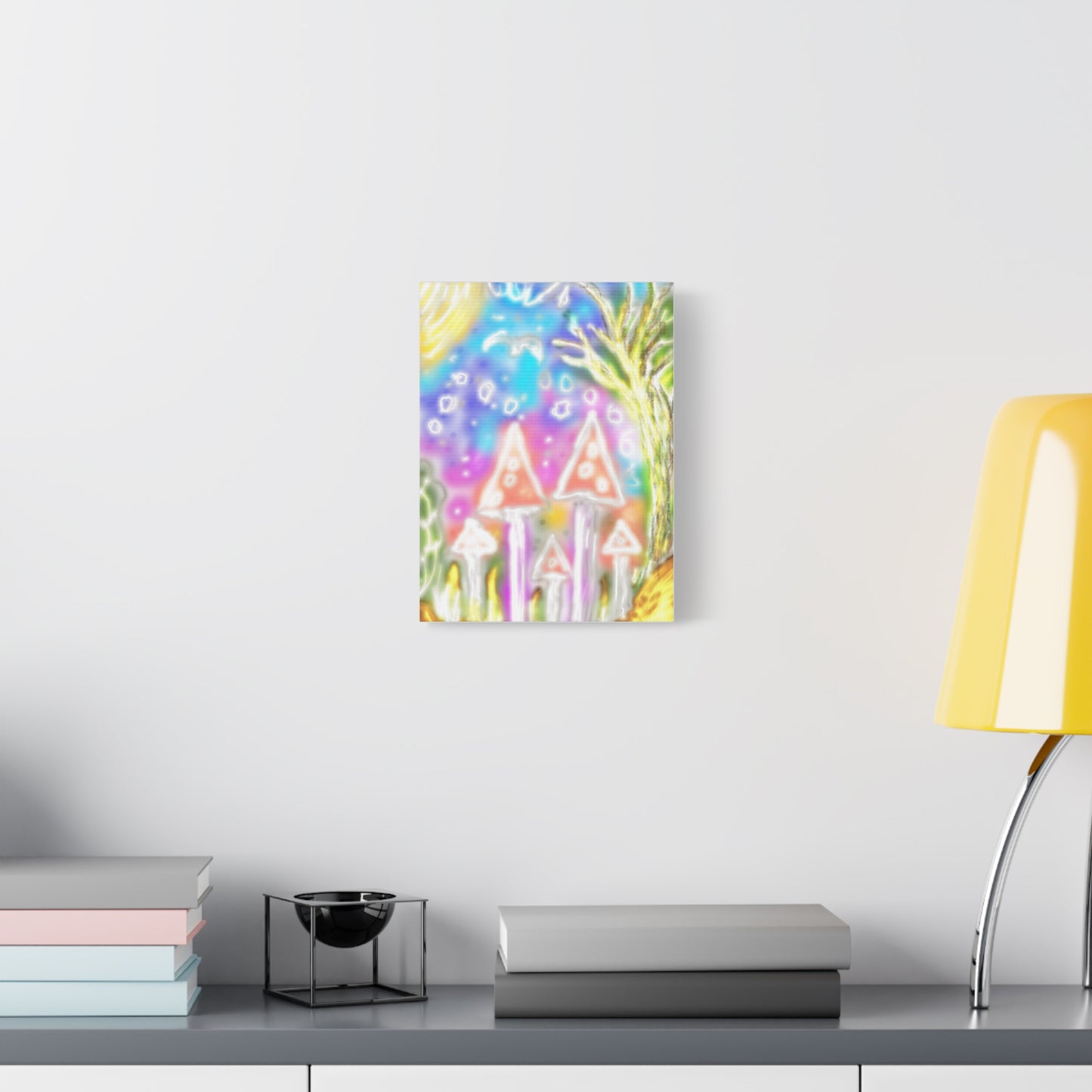 Whimsical Mushroom Night Sky Canvas (Matte Stretched 1.25")