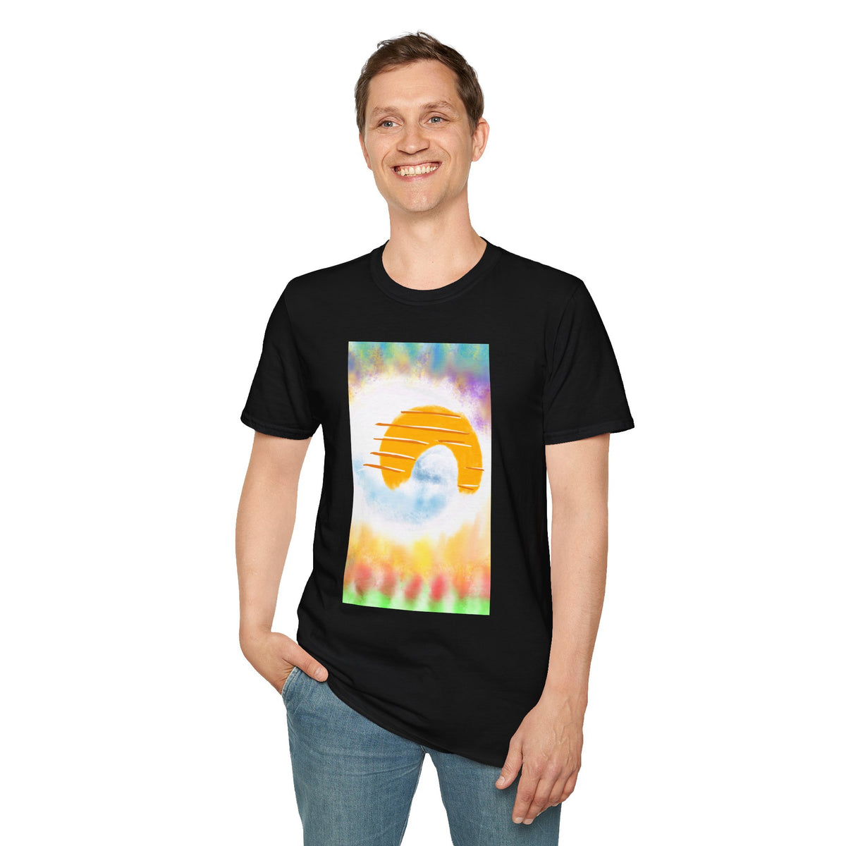 Retro Sunrise Graphic T-Shirt — Colorful Tie-Dye Vibe