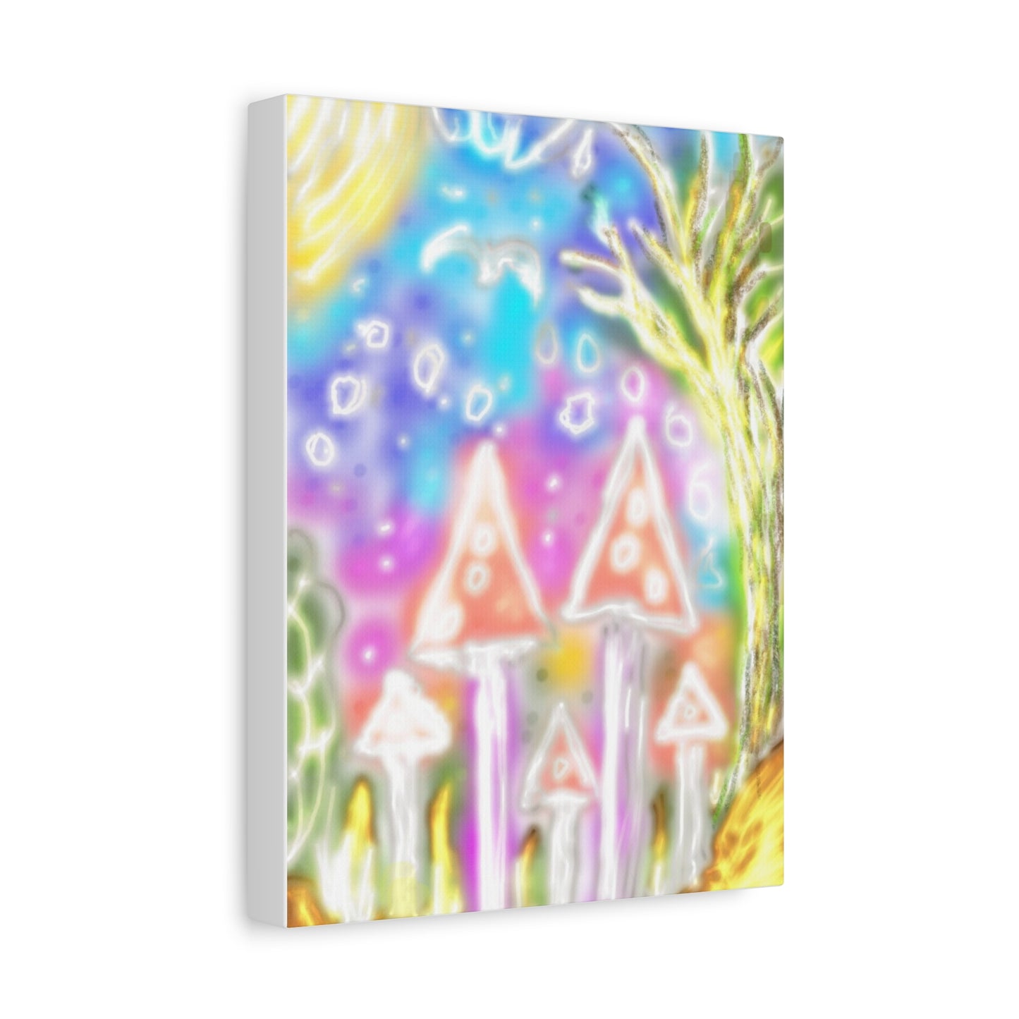 Whimsical Mushroom Night Sky Canvas (Matte Stretched 1.25")