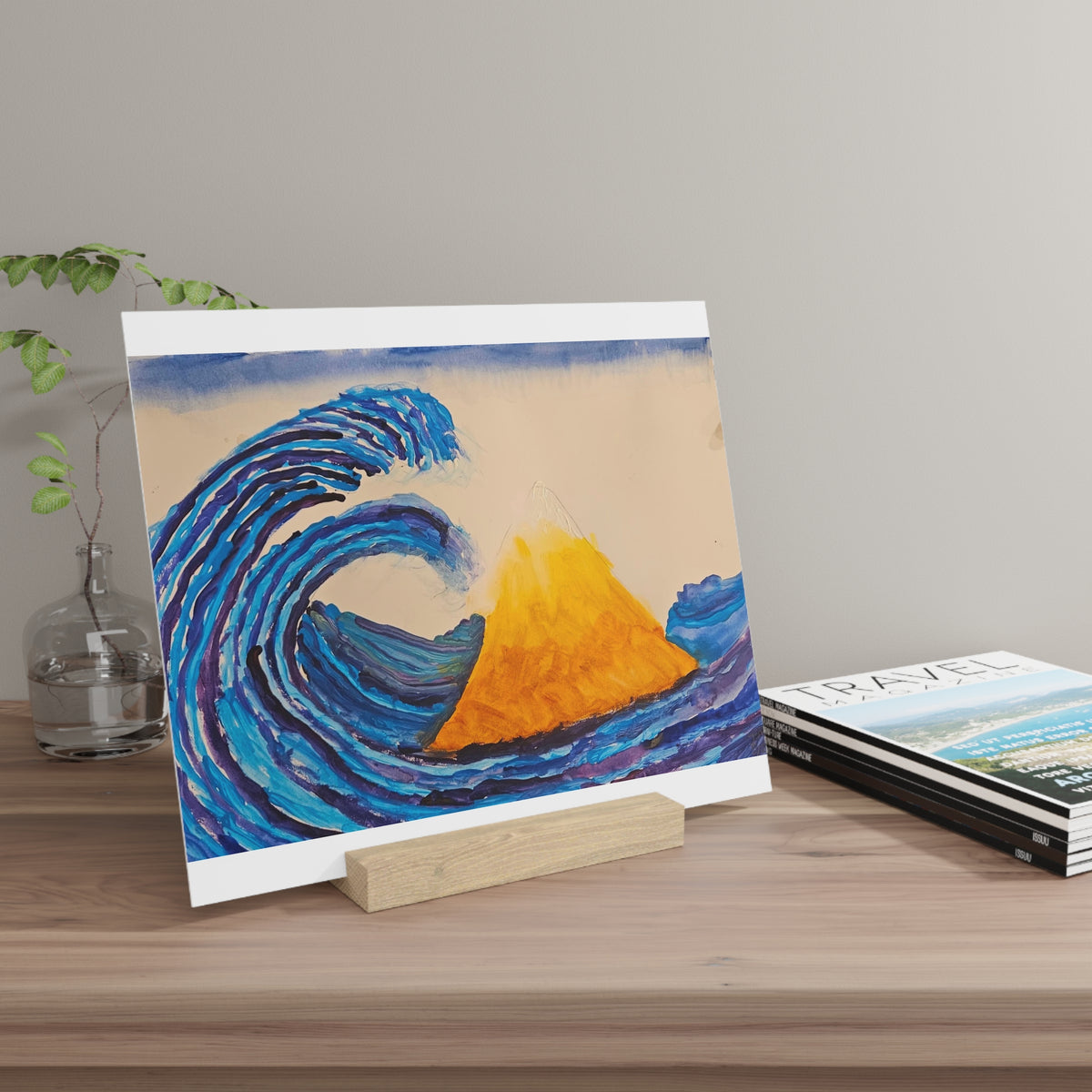 Art Work Print Of J.Blackwood.  Art Board Display – Wave & Volcano Gallery Stand