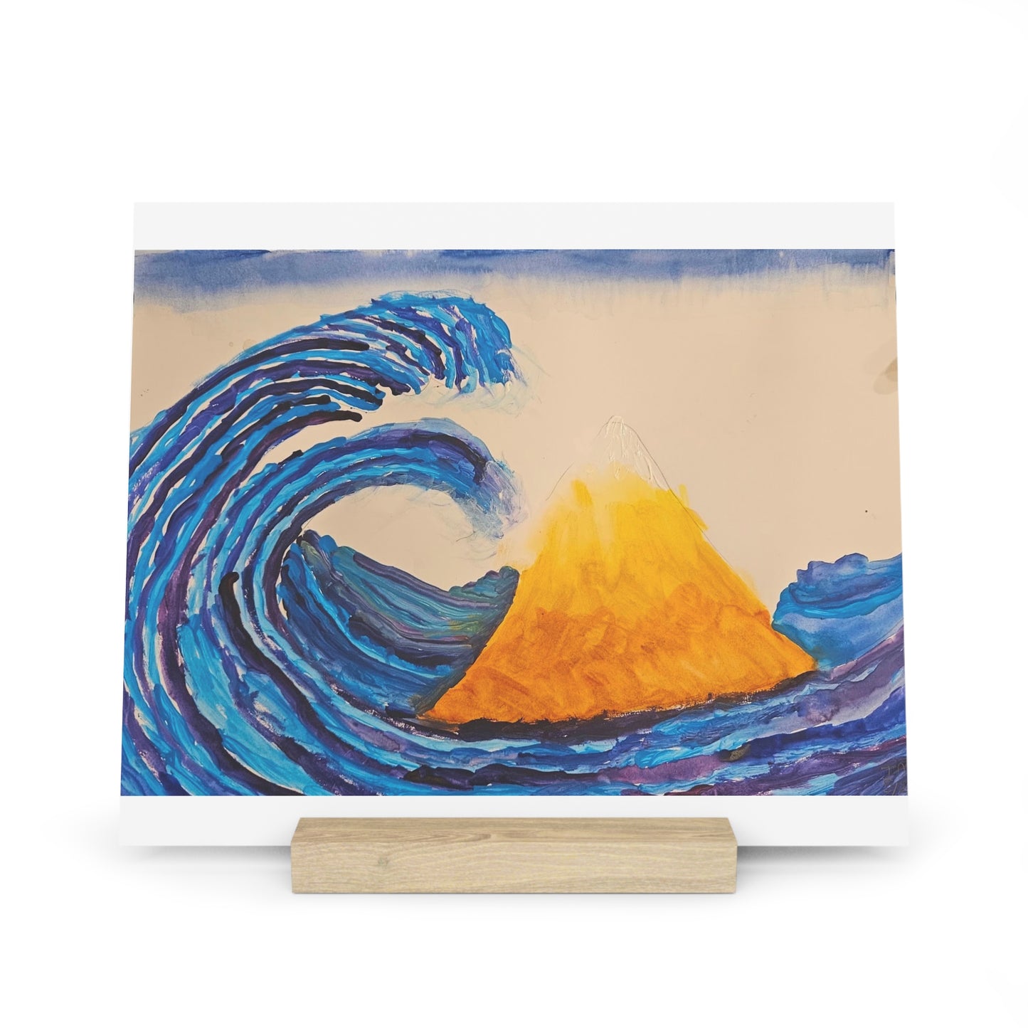 Art Work Print Of J.Blackwood.  Art Board Display – Wave & Volcano Gallery Stand
