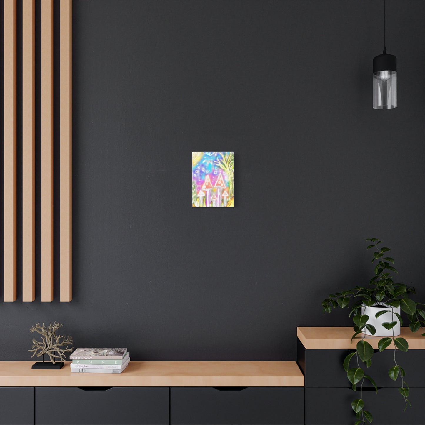 Whimsical Mushroom Night Sky Canvas (Matte Stretched 1.25")