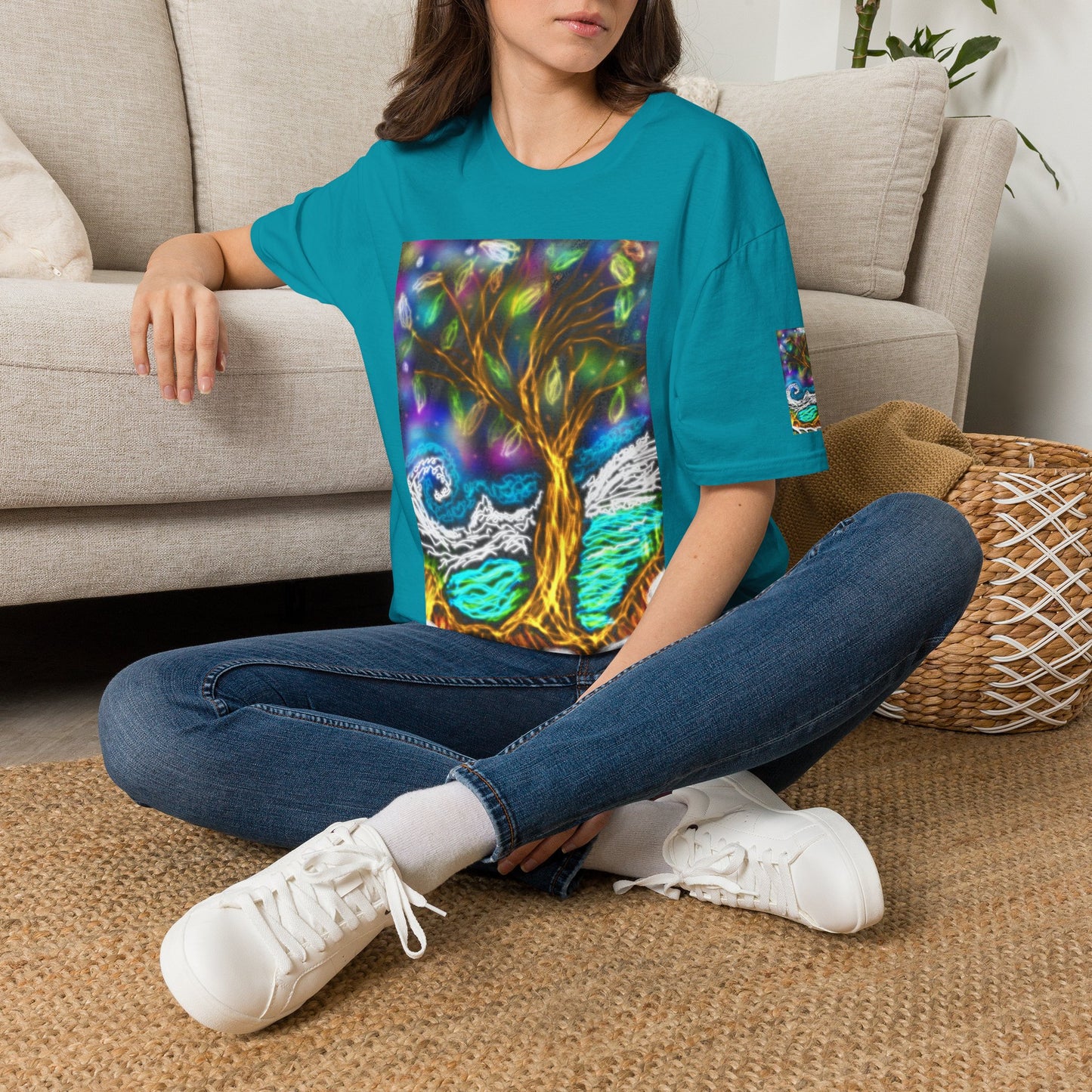 Mystic Tree Graphic T-Shirt — Colorful Ethereal Nature Design