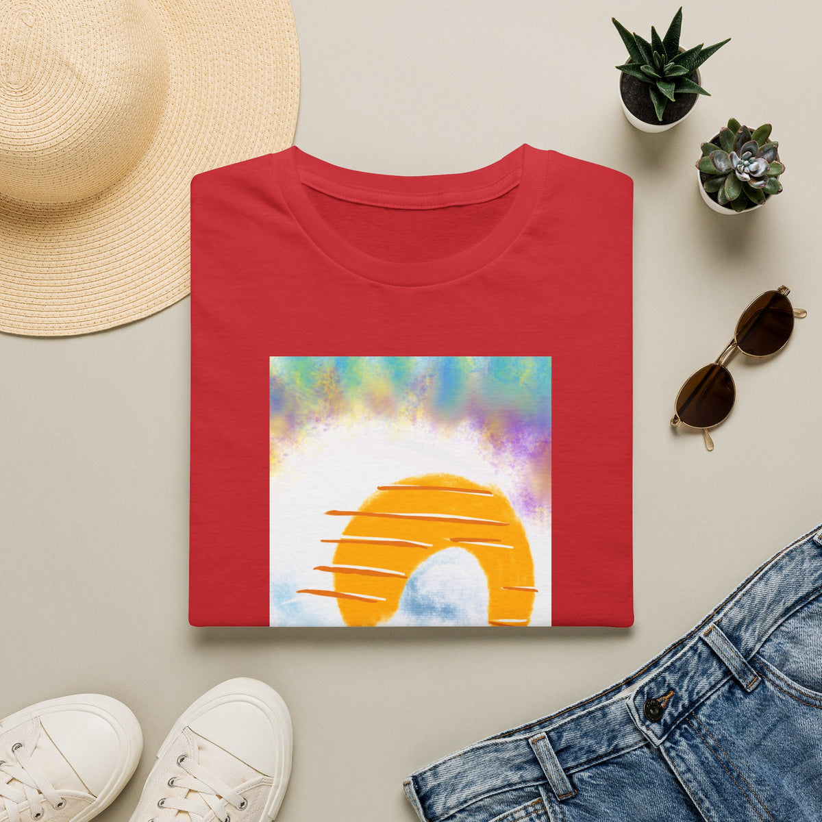 Retro Sunrise Graphic T-Shirt — Colorful Tie-Dye Vibe