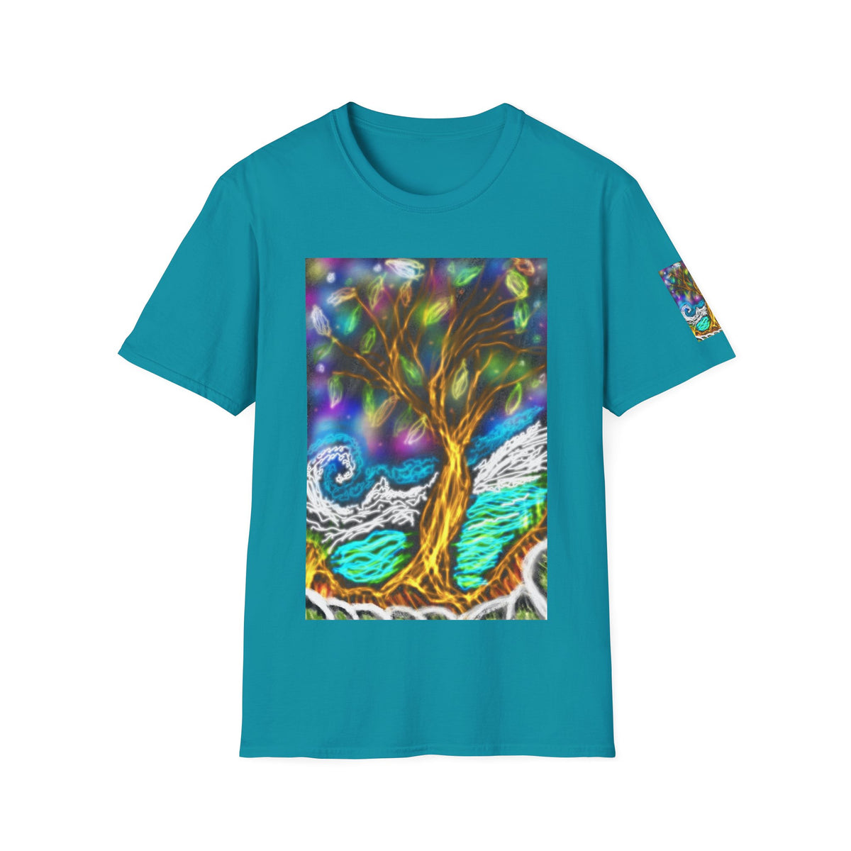 Mystic Tree Graphic T-Shirt — Colorful Ethereal Nature Design