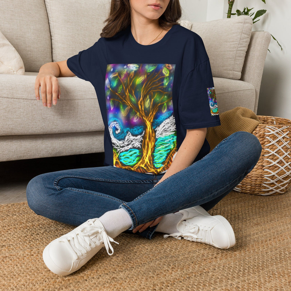 Mystic Tree Graphic T-Shirt — Colorful Ethereal Nature Design