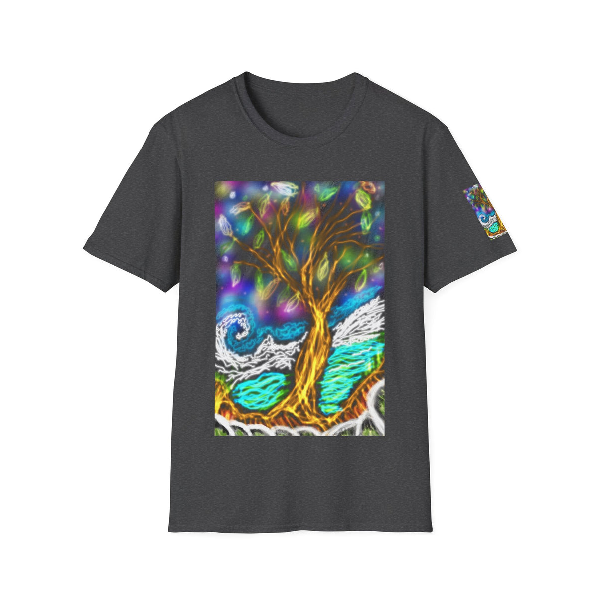 Mystic Tree Graphic T-Shirt — Colorful Ethereal Nature Design
