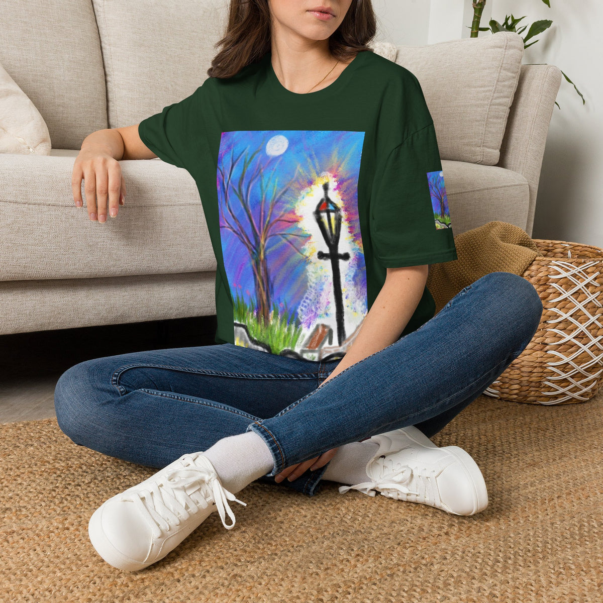 Moonlit Lantern T‑Shirt — Whimsical Nightscape Tee