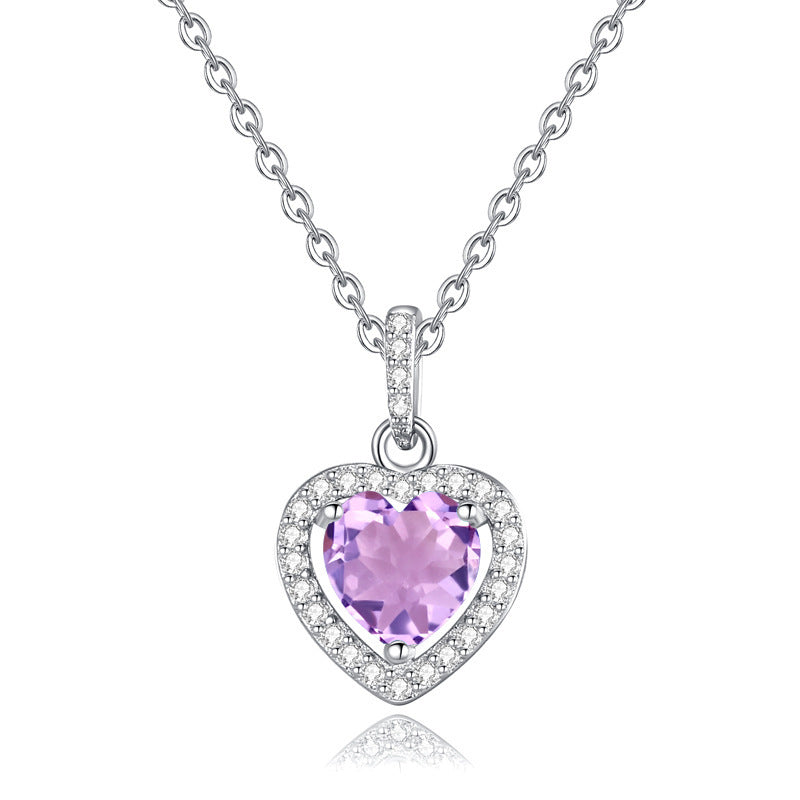 Natural Gemstone Heart Necklace for Women – S925 Sterling Silver