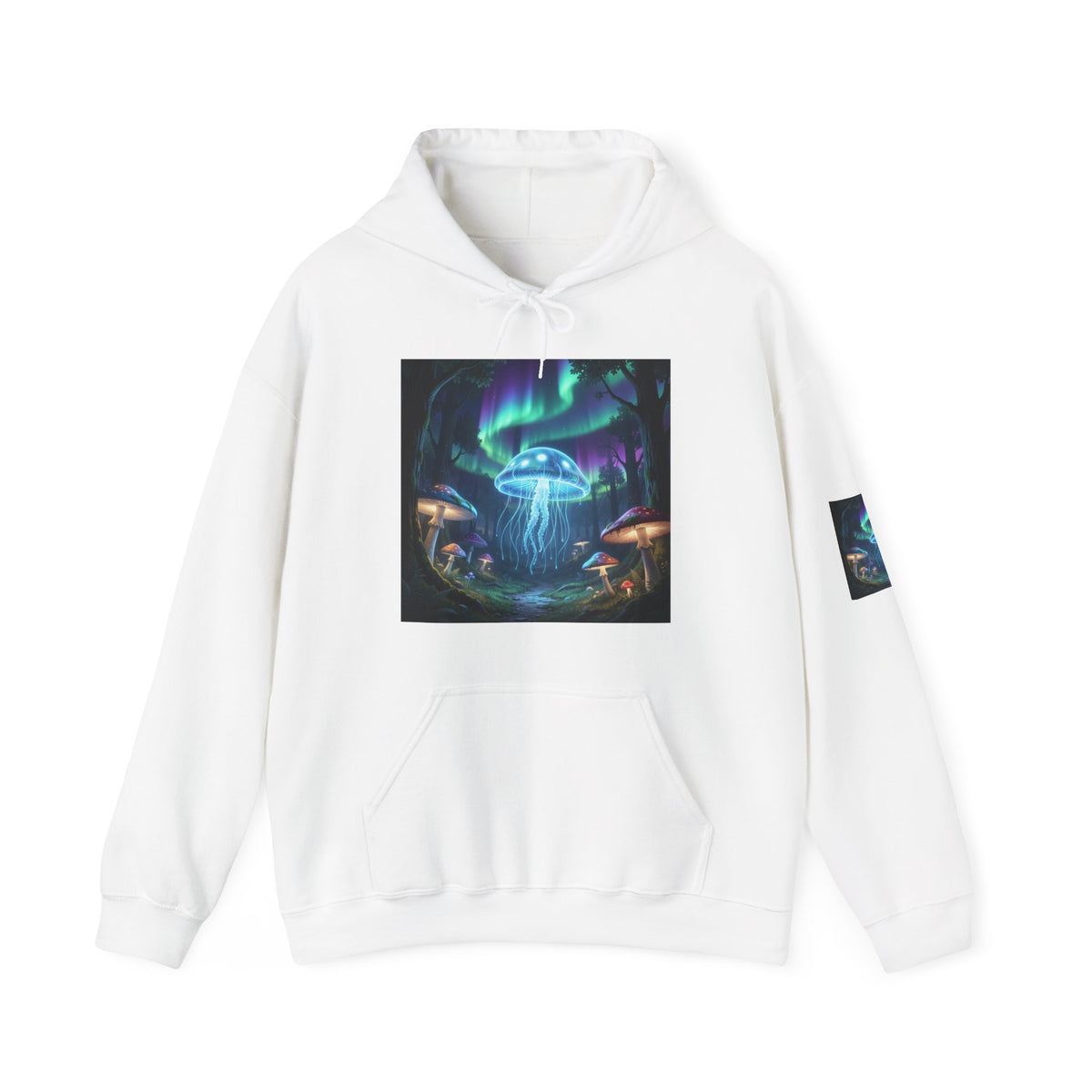 Mystical Glow Mushroom Jellyfish Hoodie – Neon Forest Jellyfish Design