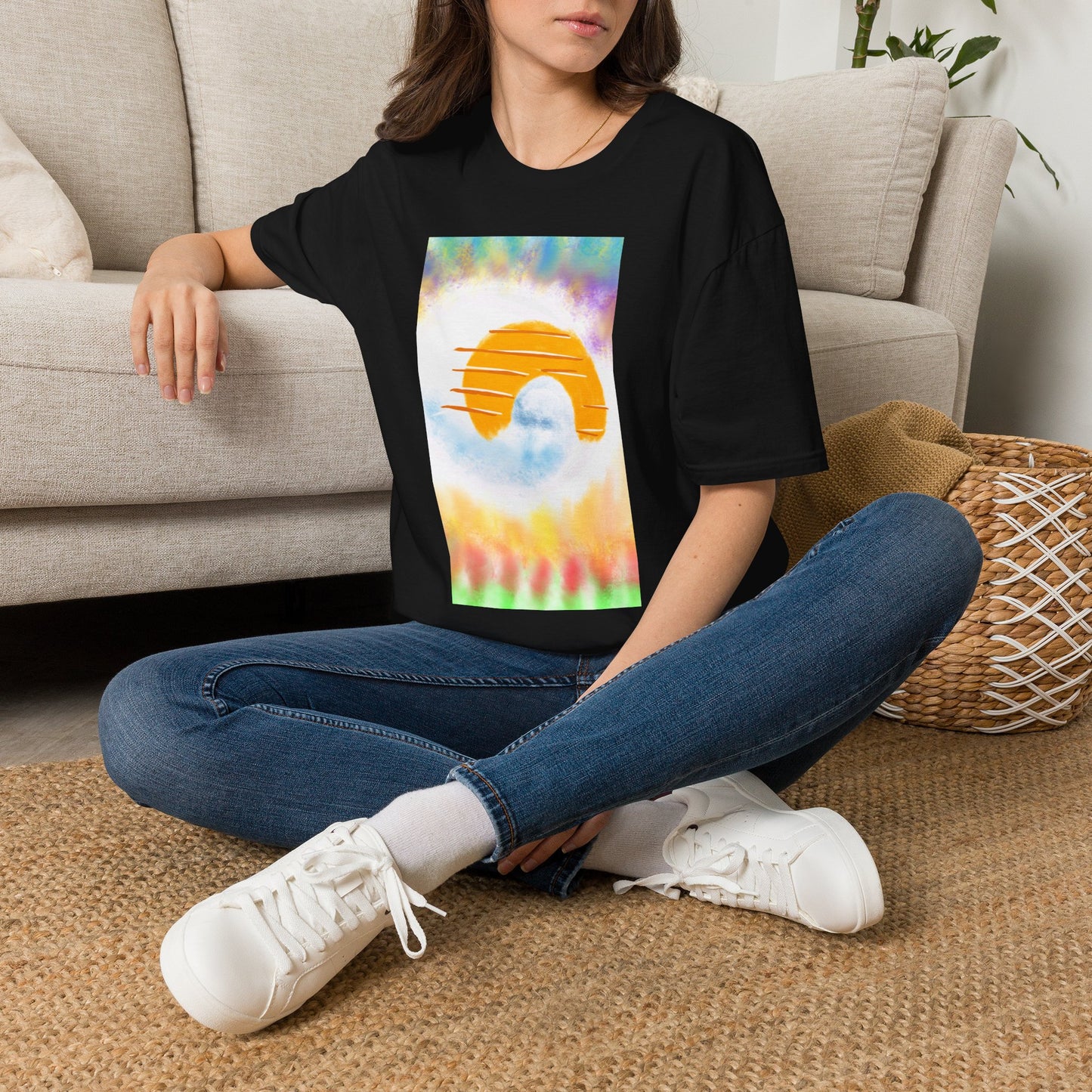 Retro Sunrise Graphic T-Shirt — Colorful Tie-Dye Vibe