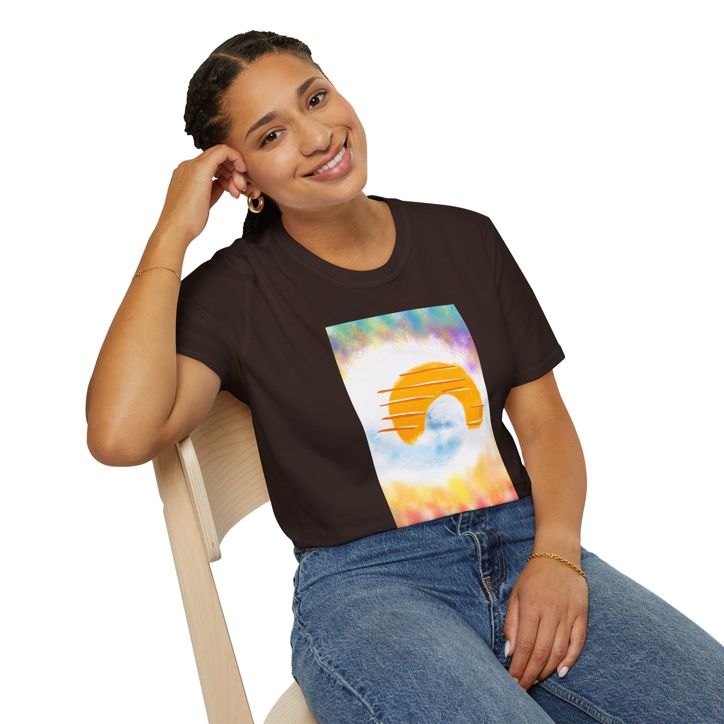 Retro Sunrise Graphic T-Shirt — Colorful Tie-Dye Vibe
