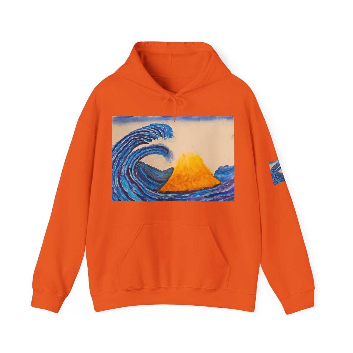 Wave and Volcano Art Hoodie — Ocean Wave Painting Sweatshirt