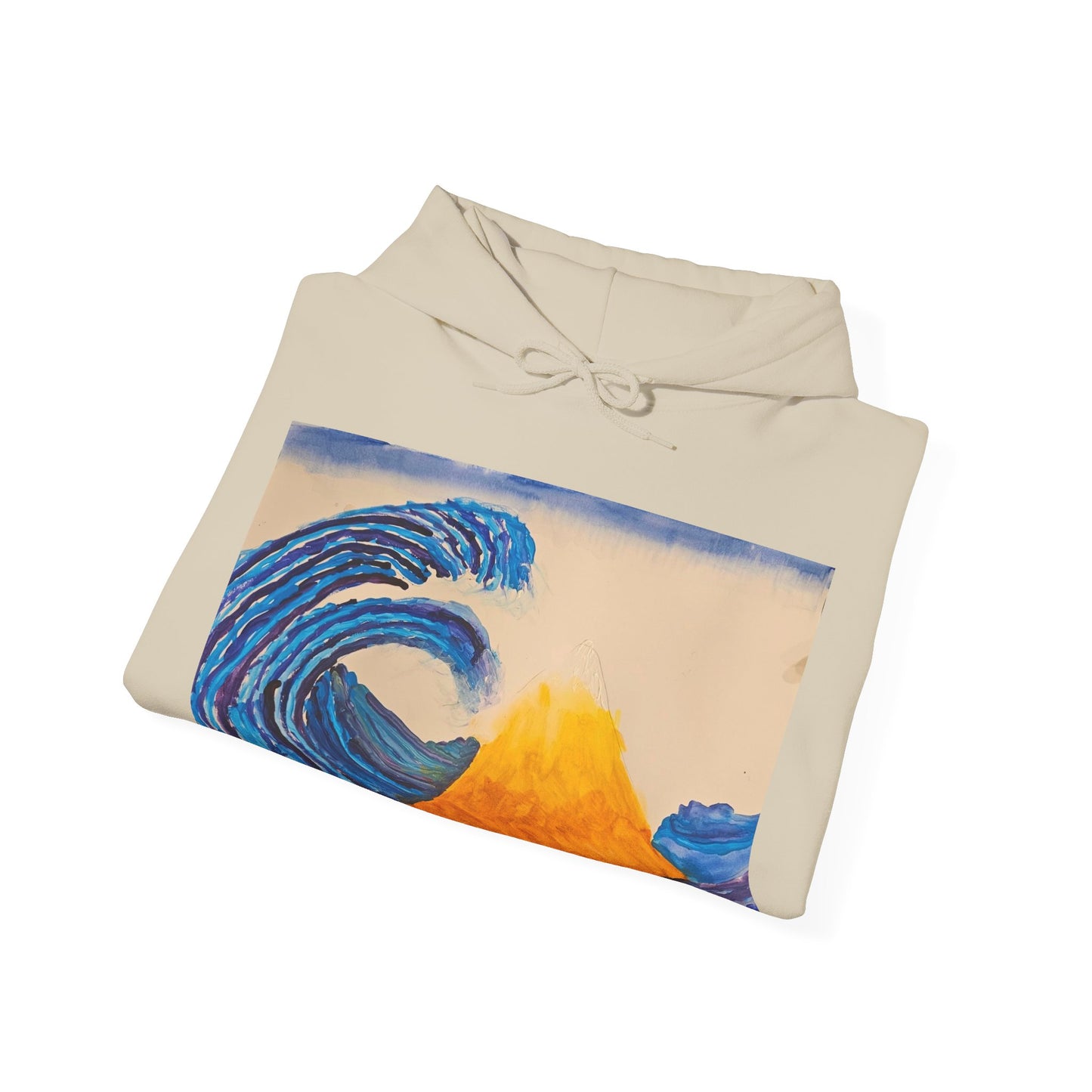 Wave and Volcano Art Hoodie — Ocean Wave Painting Sweatshirt
