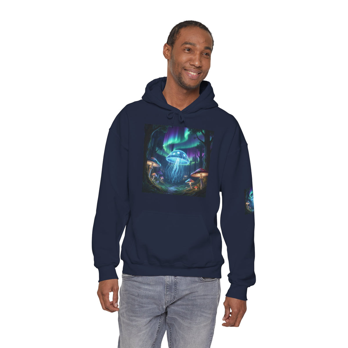Mystical Glow Mushroom Jellyfish Hoodie – Neon Forest Jellyfish Design