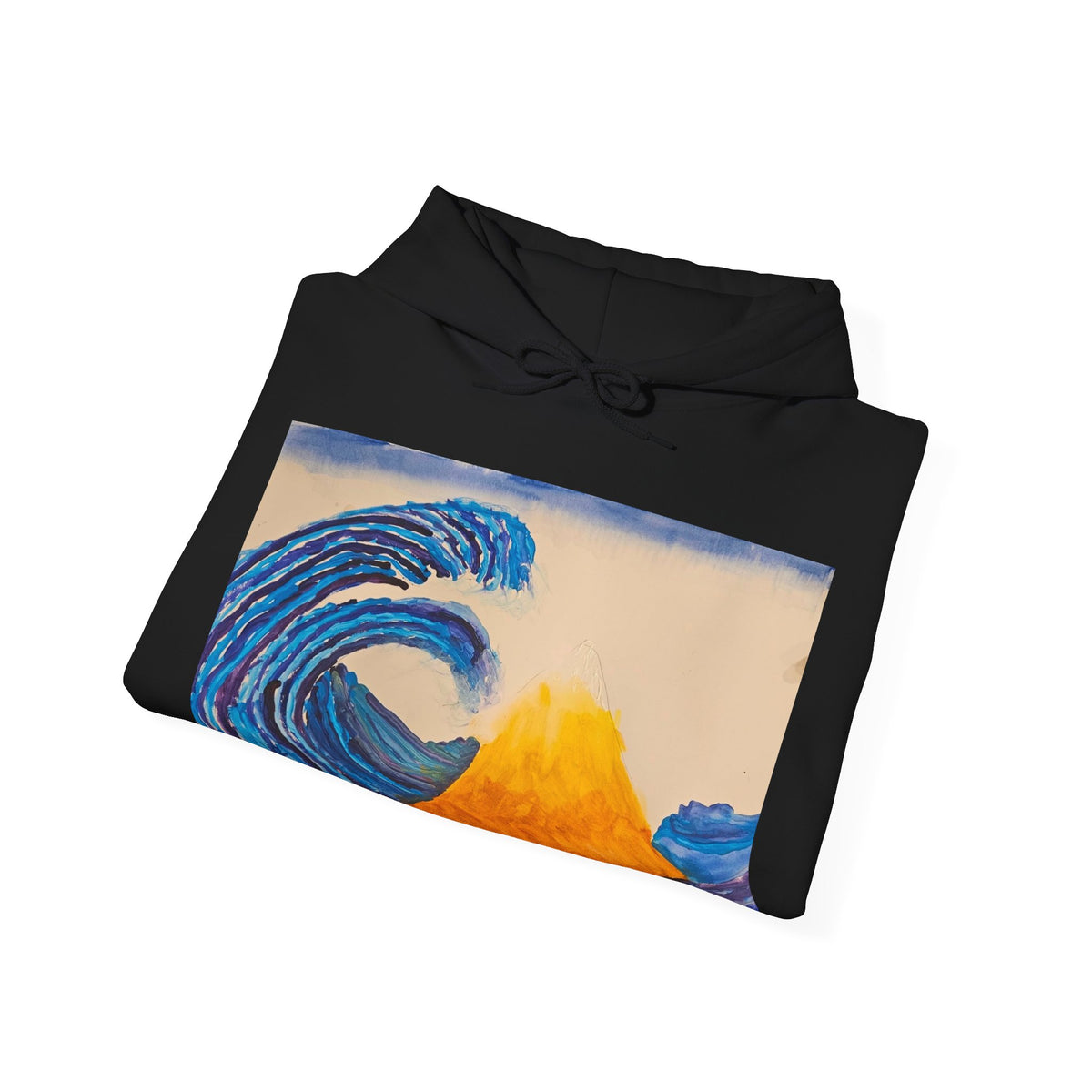 Wave and Volcano Art Hoodie — Ocean Wave Painting Sweatshirt