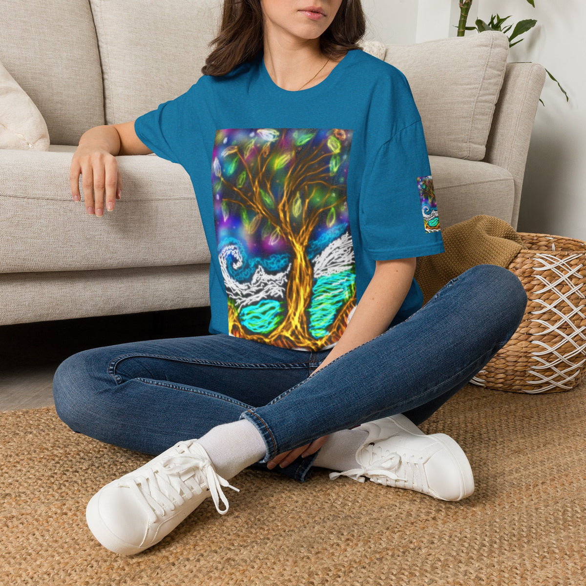 Mystic Tree Graphic T-Shirt — Colorful Ethereal Nature Design