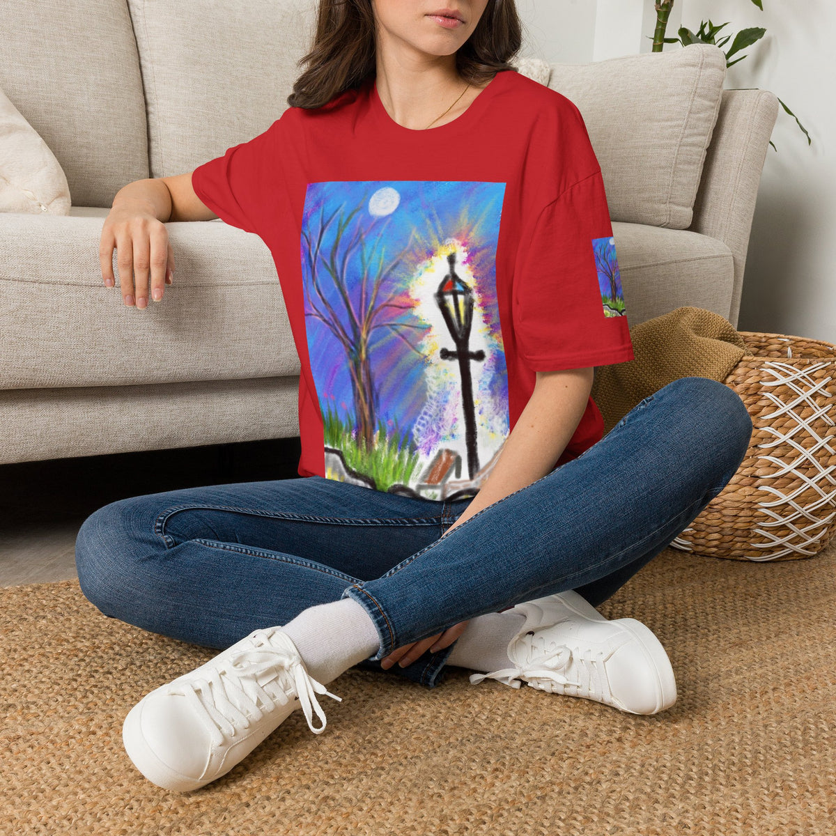 Moonlit Lantern T‑Shirt — Whimsical Nightscape Tee