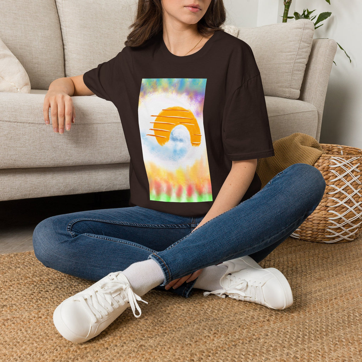 Retro Sunrise Graphic T-Shirt — Colorful Tie-Dye Vibe