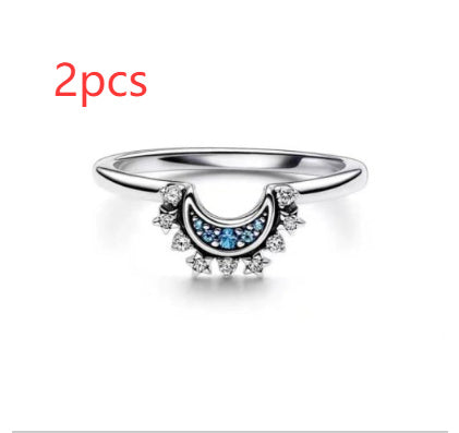 Moon and Sun Couple Adjustable Zircon Ring