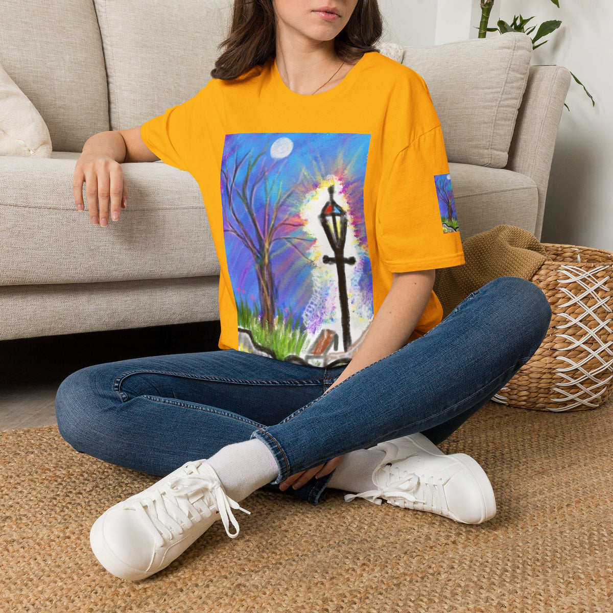 Moonlit Lantern T‑Shirt — Whimsical Nightscape Tee