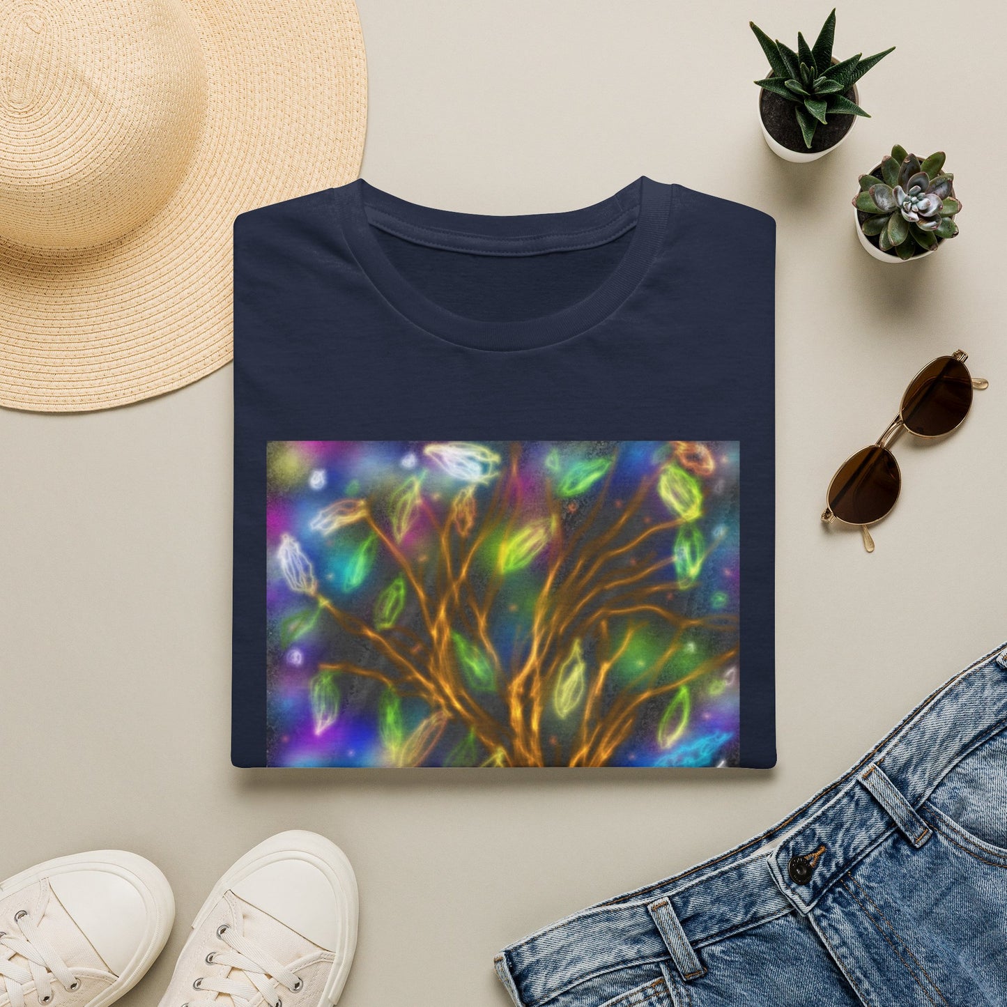 Mystic Tree Graphic T-Shirt — Colorful Ethereal Nature Design