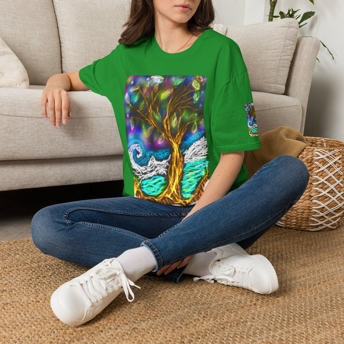 Mystic Tree Graphic T-Shirt — Colorful Ethereal Nature Design