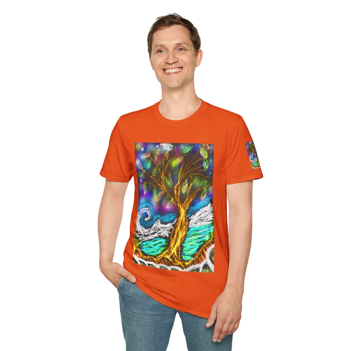 Mystic Tree Graphic T-Shirt — Colorful Ethereal Nature Design