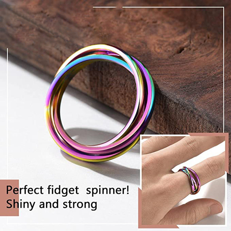 Three-Ring Rotating Anxiety Relief Ring
