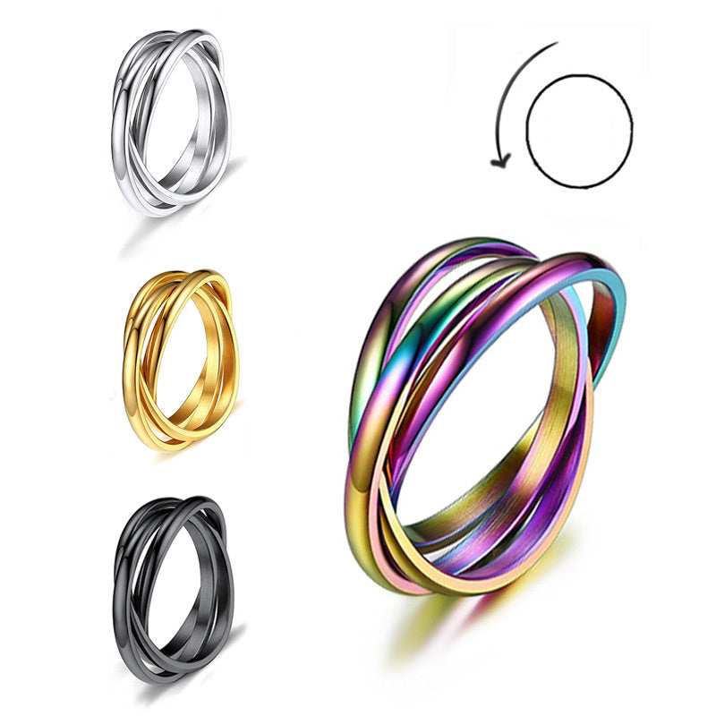 Three-Ring Rotating Anxiety Relief Ring