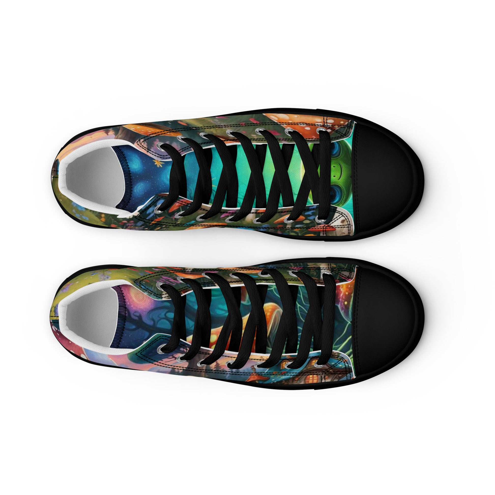 Colorful sneakers with abstract design on a white background